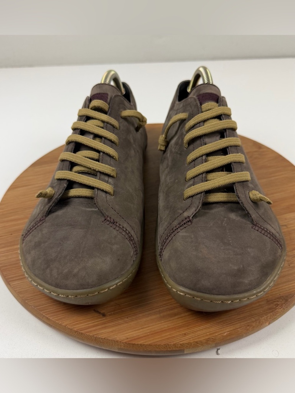 Camper Men's Suede Sneakers in Taupe with Olive Laces - Picture 2 of 10